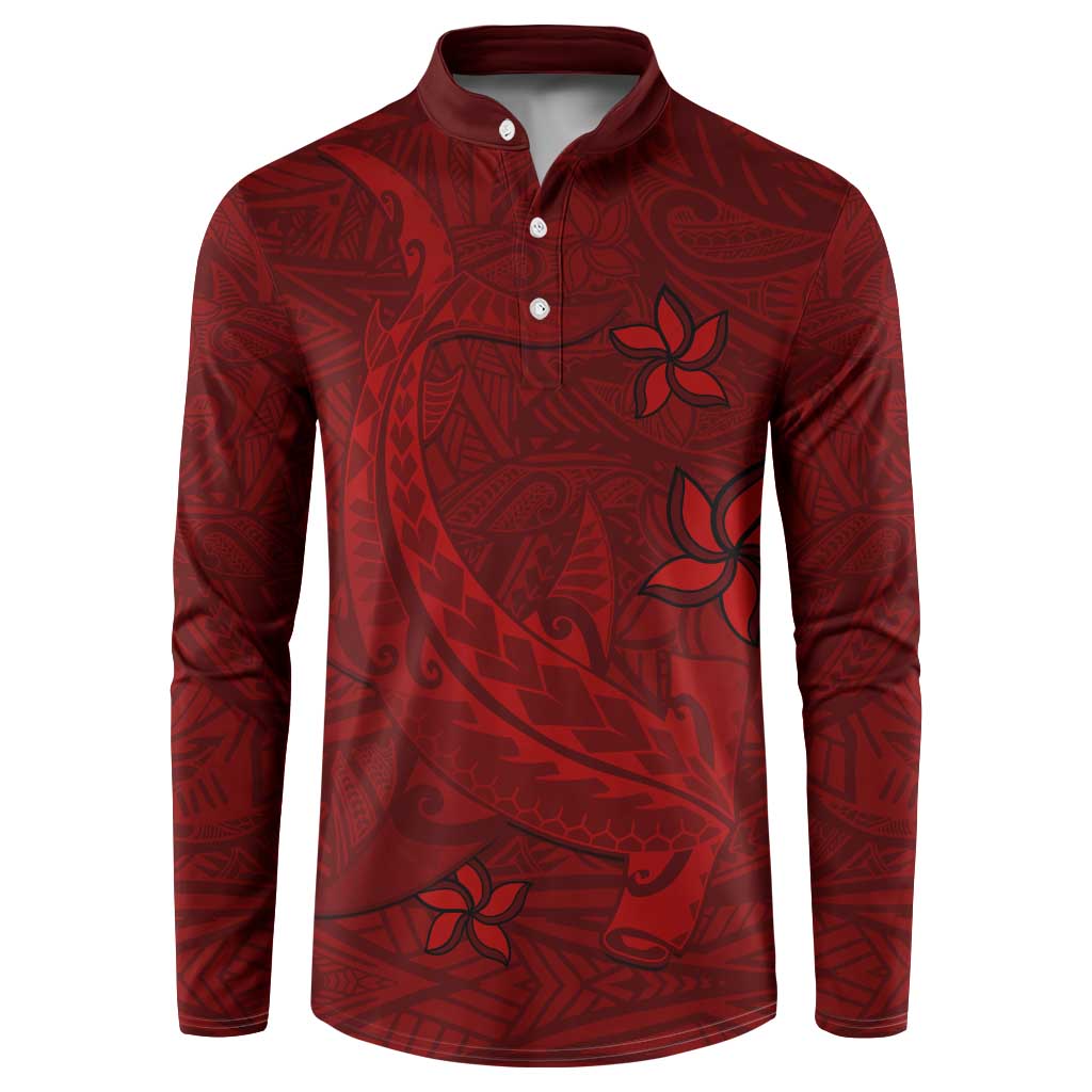 Oxblood Polynesia Button Sweatshirt Hawaiian Tribal Hammerhead Shark Tattoo LT14 Oxblood - Polynesian Pride