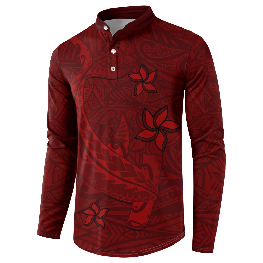 Oxblood Polynesia Button Sweatshirt Hawaiian Tribal Hammerhead Shark Tattoo LT14 - Polynesian Pride