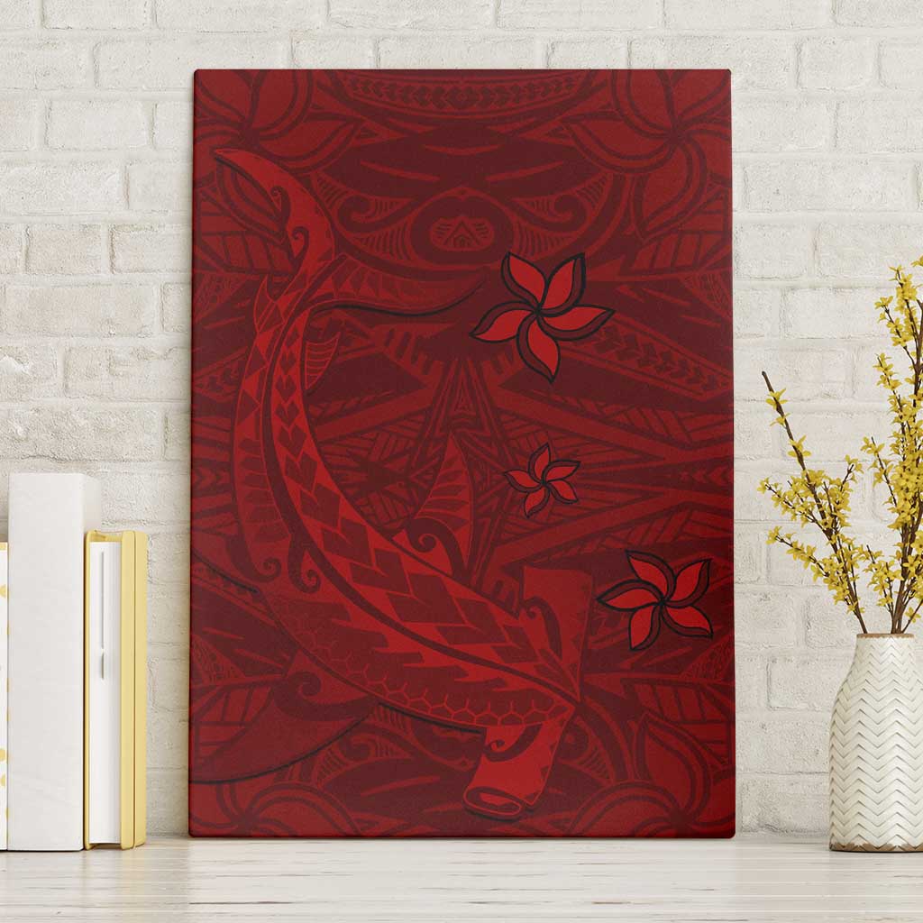 Oxblood Polynesia Canvas Wall Art Hawaiian Tribal Hammerhead Shark Tattoo LT14 Without Frame Oxblood - Polynesian Pride