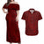 Oxblood Polynesia Couples Matching Off Shoulder Maxi Dress and Hawaiian Shirt Hawaiian Tribal Hammerhead Shark Tattoo