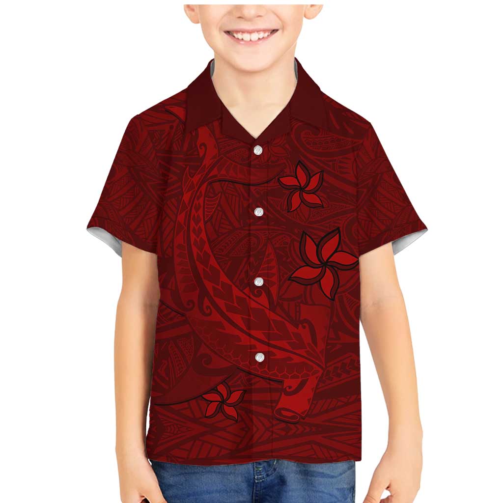 Oxblood Polynesia Family Matching Mermaid Dress and Hawaiian Shirt Hawaiian Tribal Hammerhead Shark Tattoo