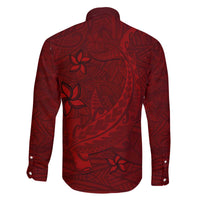 Oxblood Polynesia Family Matching Off Shoulder Short Dress and Hawaiian Shirt Hawaiian Tribal Hammerhead Shark Tattoo LT14 - Polynesian Pride
