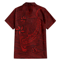 Oxblood Polynesia Family Matching Puletasi and Hawaiian Shirt Hawaiian Tribal Hammerhead Shark Tattoo