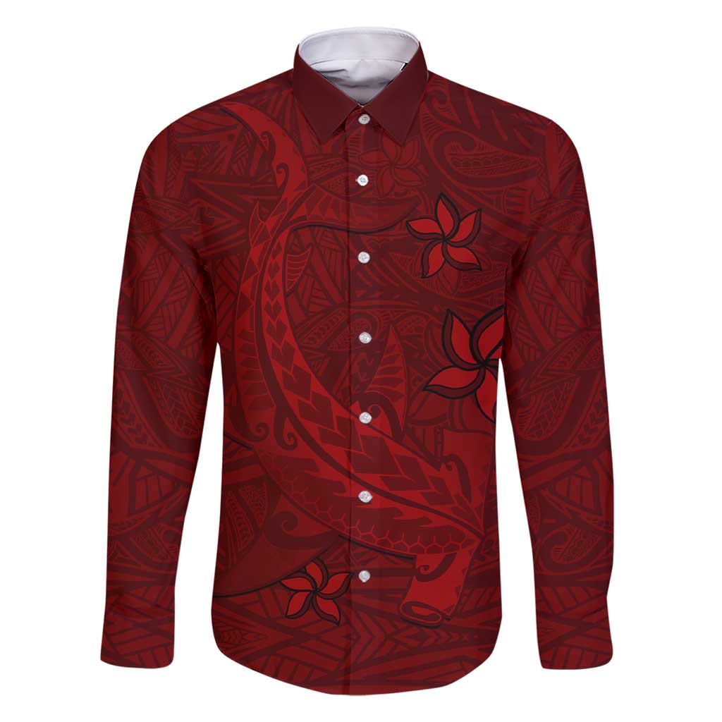 Oxblood Polynesia Family Matching Short Sleeve Bodycon Dress and Hawaiian Shirt Hawaiian Tribal Hammerhead Shark Tattoo