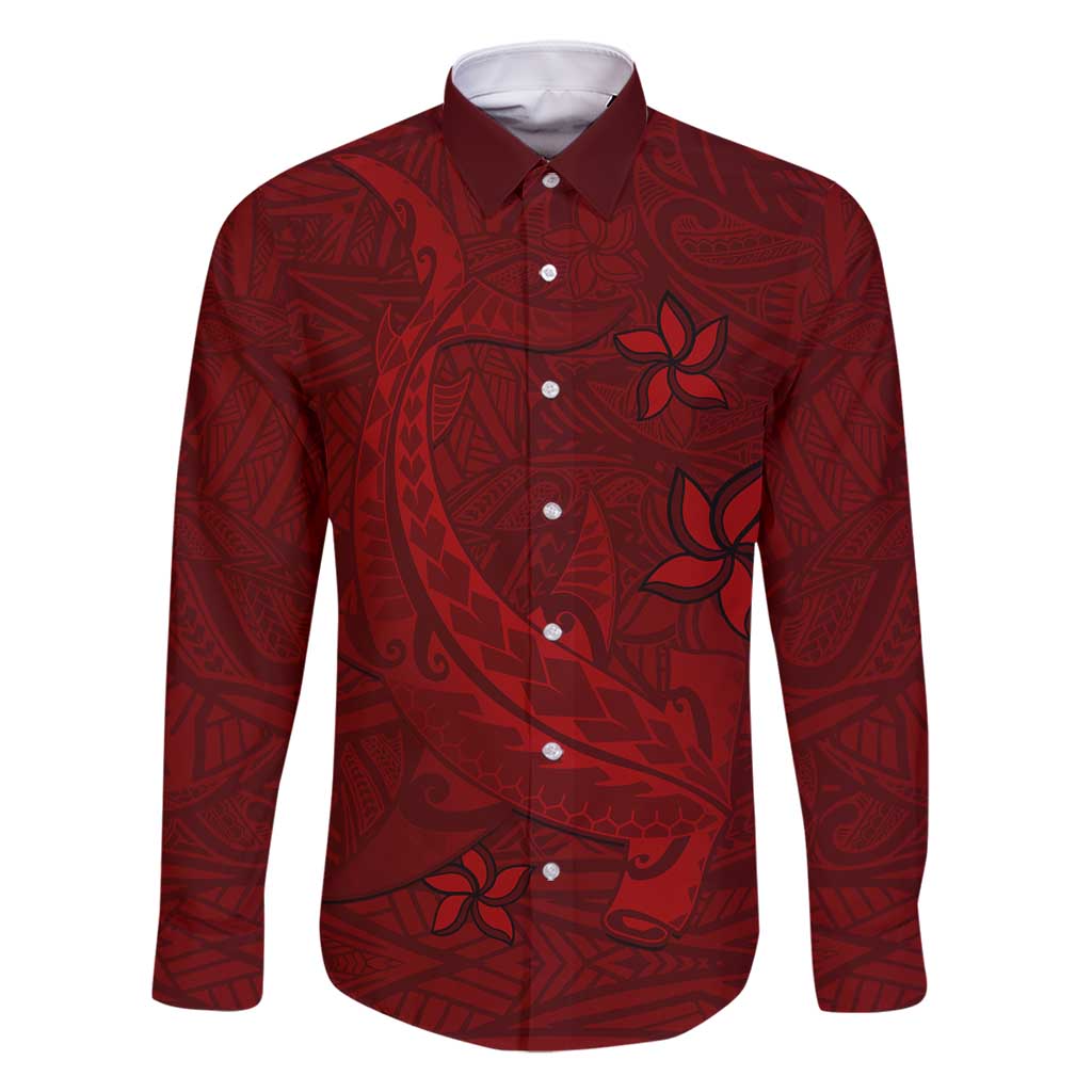 Oxblood Polynesia Family Matching Tank Maxi Dress and Hawaiian Shirt Hawaiian Tribal Hammerhead Shark Tattoo