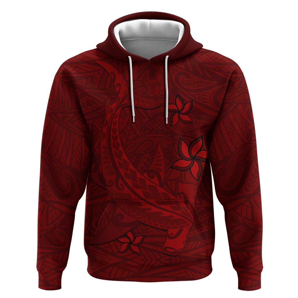 Oxblood Polynesia Hoodie Hawaiian Tribal Hammerhead Shark Tattoo