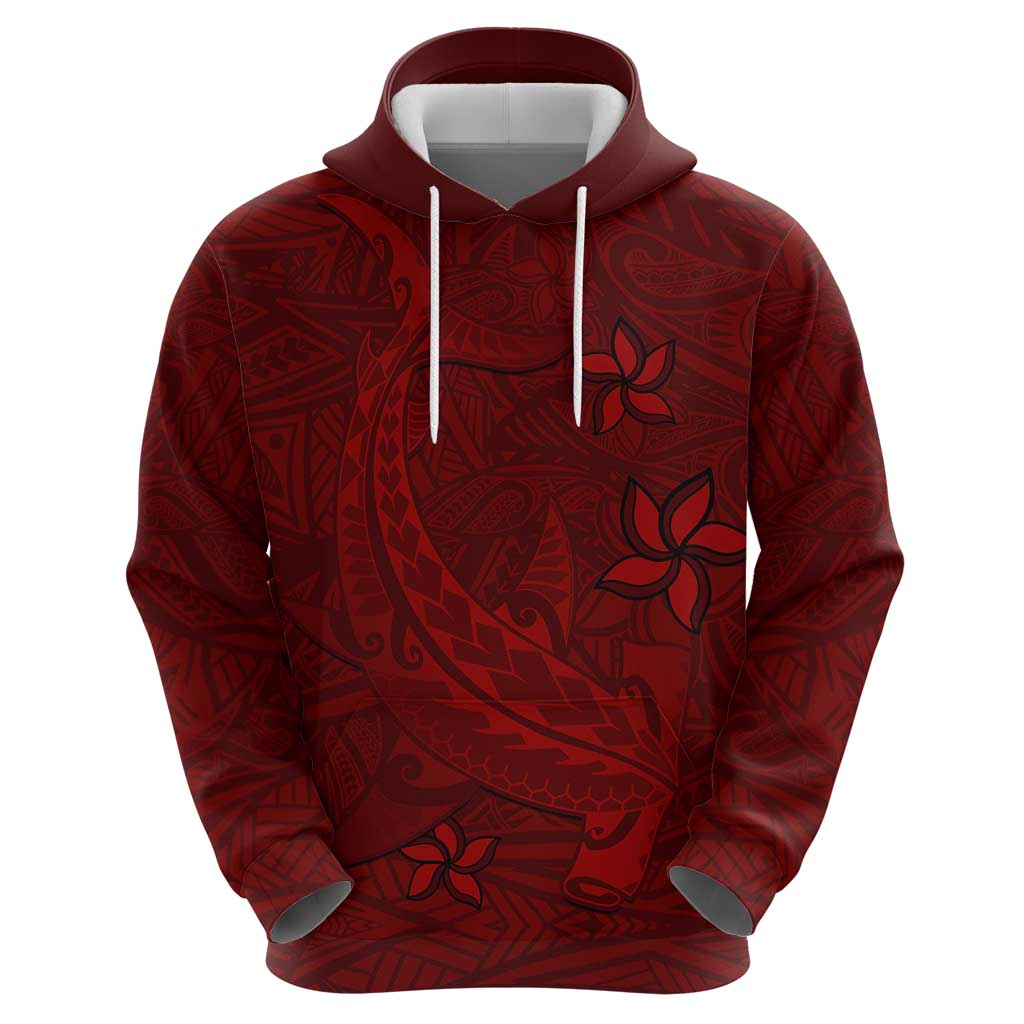 Oxblood Polynesia Hoodie Hawaiian Tribal Hammerhead Shark Tattoo