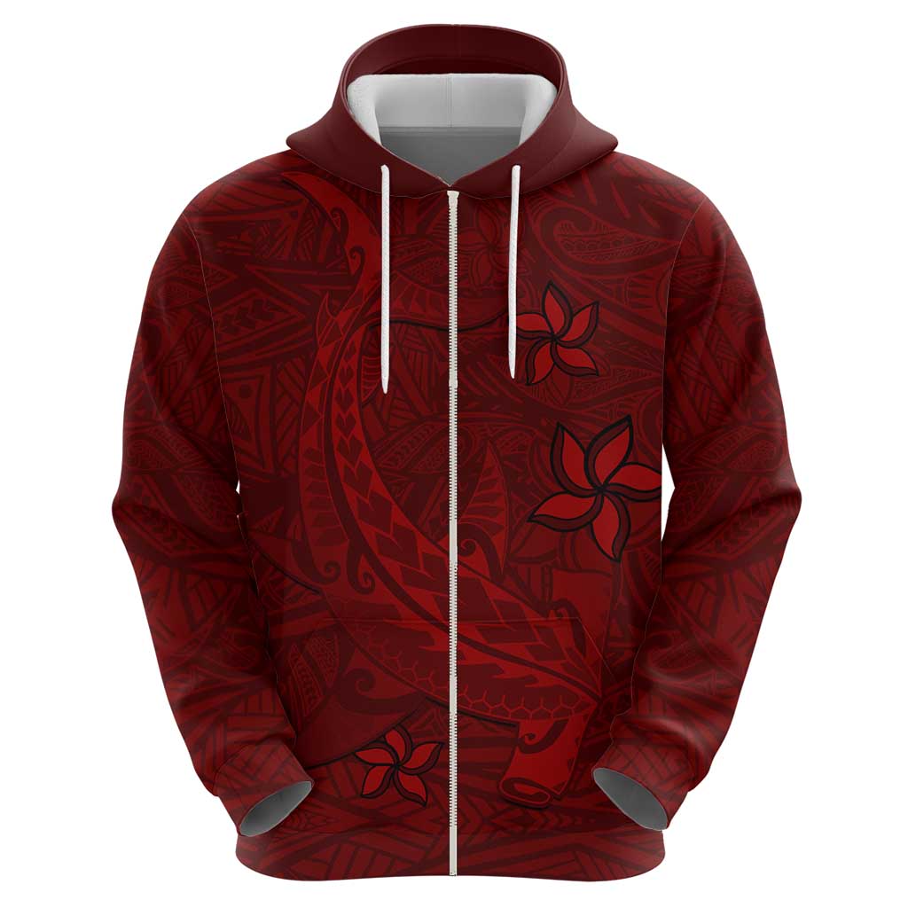 Oxblood Polynesia Hoodie Hawaiian Tribal Hammerhead Shark Tattoo