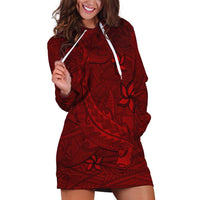 Oxblood Polynesia Hoodie Dress Hawaiian Tribal Hammerhead Shark Tattoo LT14 Oxblood - Polynesian Pride