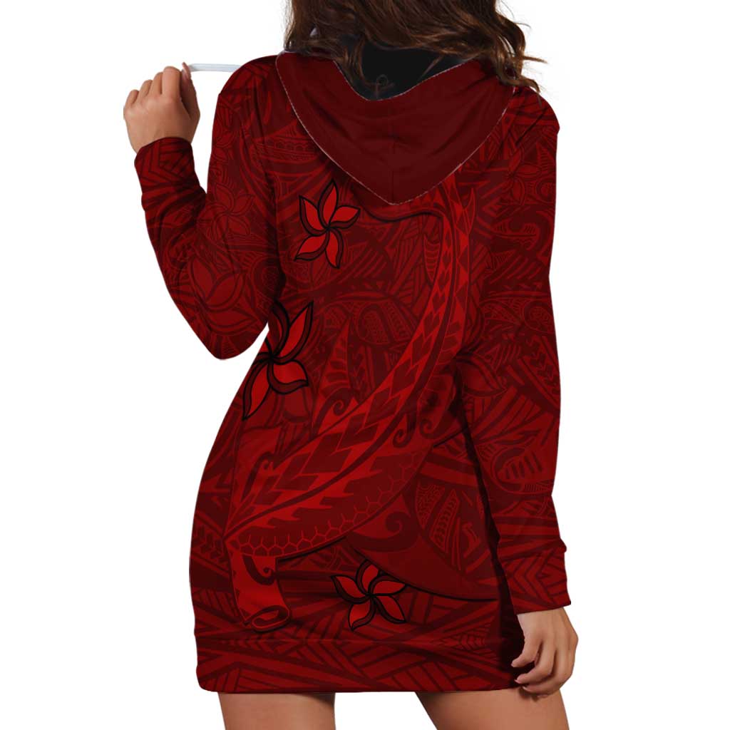 Oxblood Polynesia Hoodie Dress Hawaiian Tribal Hammerhead Shark Tattoo LT14 - Polynesian Pride