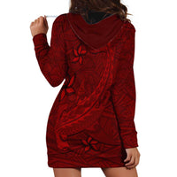 Oxblood Polynesia Hoodie Dress Hawaiian Tribal Hammerhead Shark Tattoo LT14 - Polynesian Pride