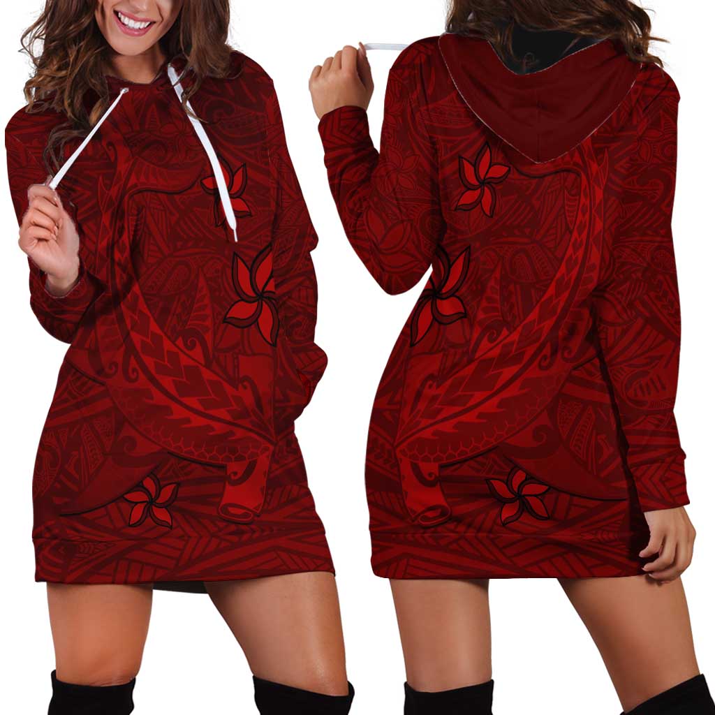Oxblood Polynesia Hoodie Dress Hawaiian Tribal Hammerhead Shark Tattoo LT14 - Polynesian Pride