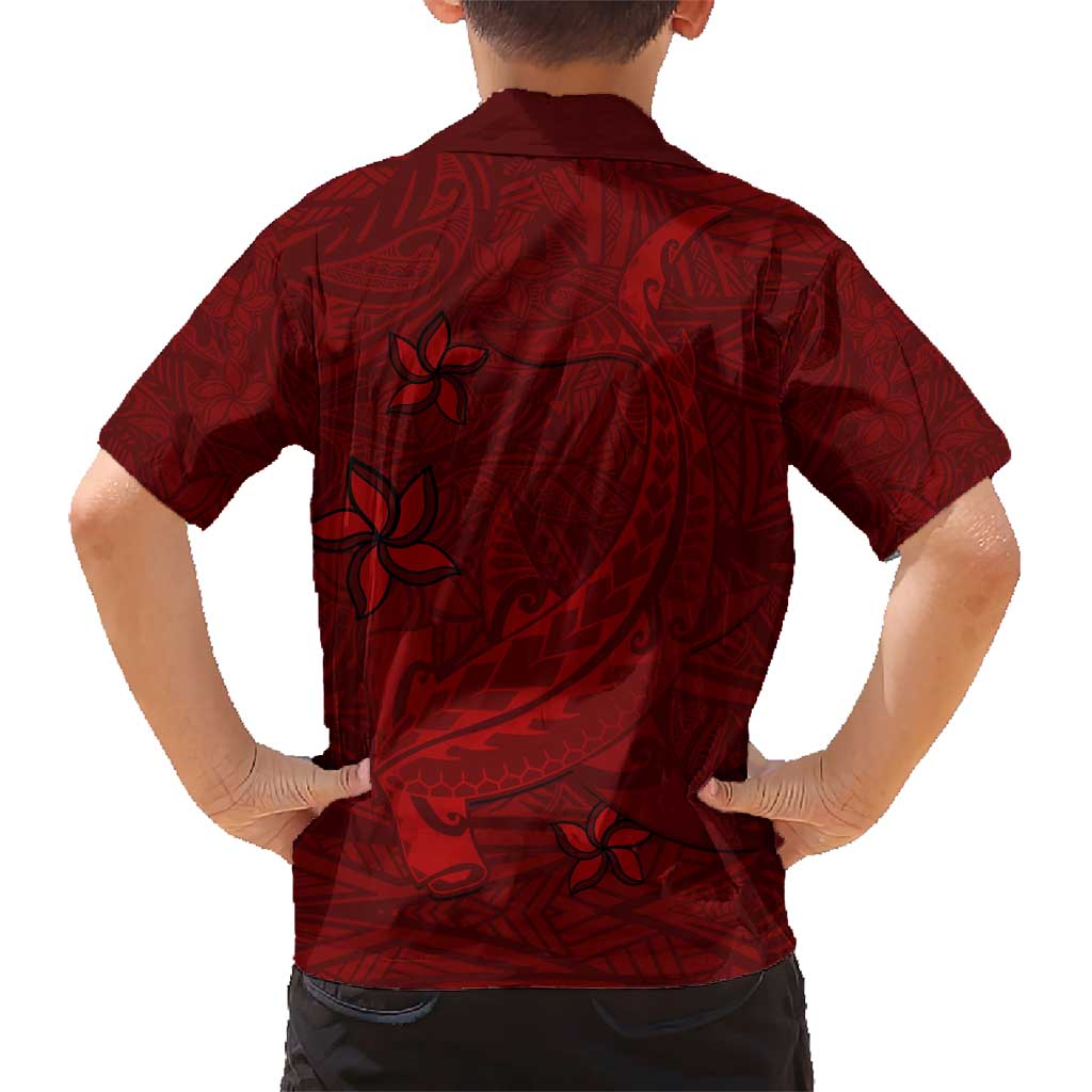 Oxblood Polynesia Kid Hawaiian Shirt Hawaiian Tribal Hammerhead Shark Tattoo