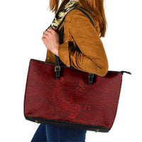 Oxblood Polynesia Leather Tote Bag Hawaiian Tribal Hammerhead Shark Tattoo LT14 Oxblood - Polynesian Pride