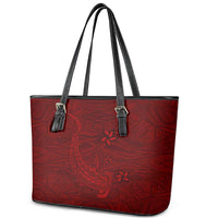 Oxblood Polynesia Leather Tote Bag Hawaiian Tribal Hammerhead Shark Tattoo LT14 - Polynesian Pride
