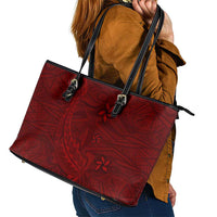 Oxblood Polynesia Leather Tote Bag Hawaiian Tribal Hammerhead Shark Tattoo LT14 - Polynesian Pride