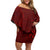 Oxblood Polynesia Off Shoulder Short Dress Hawaiian Tribal Hammerhead Shark Tattoo