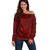 Oxblood Polynesia Off Shoulder Sweater Hawaiian Tribal Hammerhead Shark Tattoo