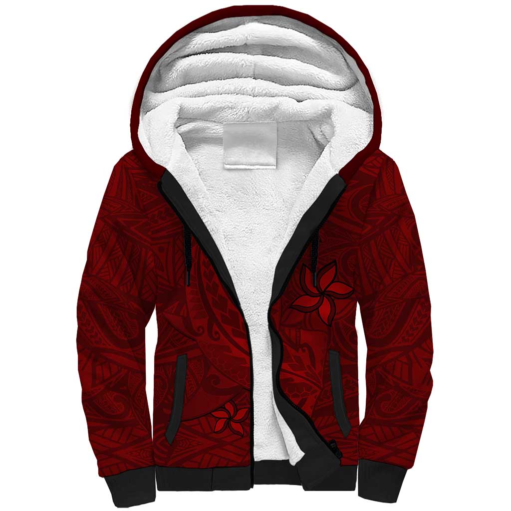 Oxblood Polynesia Sherpa Hoodie Hawaiian Tribal Hammerhead Shark Tattoo LT14 Unisex Oxblood - Polynesian Pride