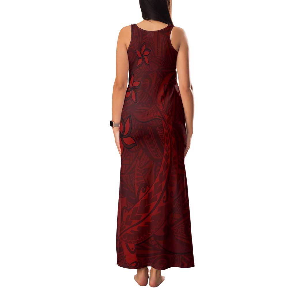 Oxblood Polynesia Tank Maxi Dress Hawaiian Tribal Hammerhead Shark Tattoo LT14 - Polynesian Pride