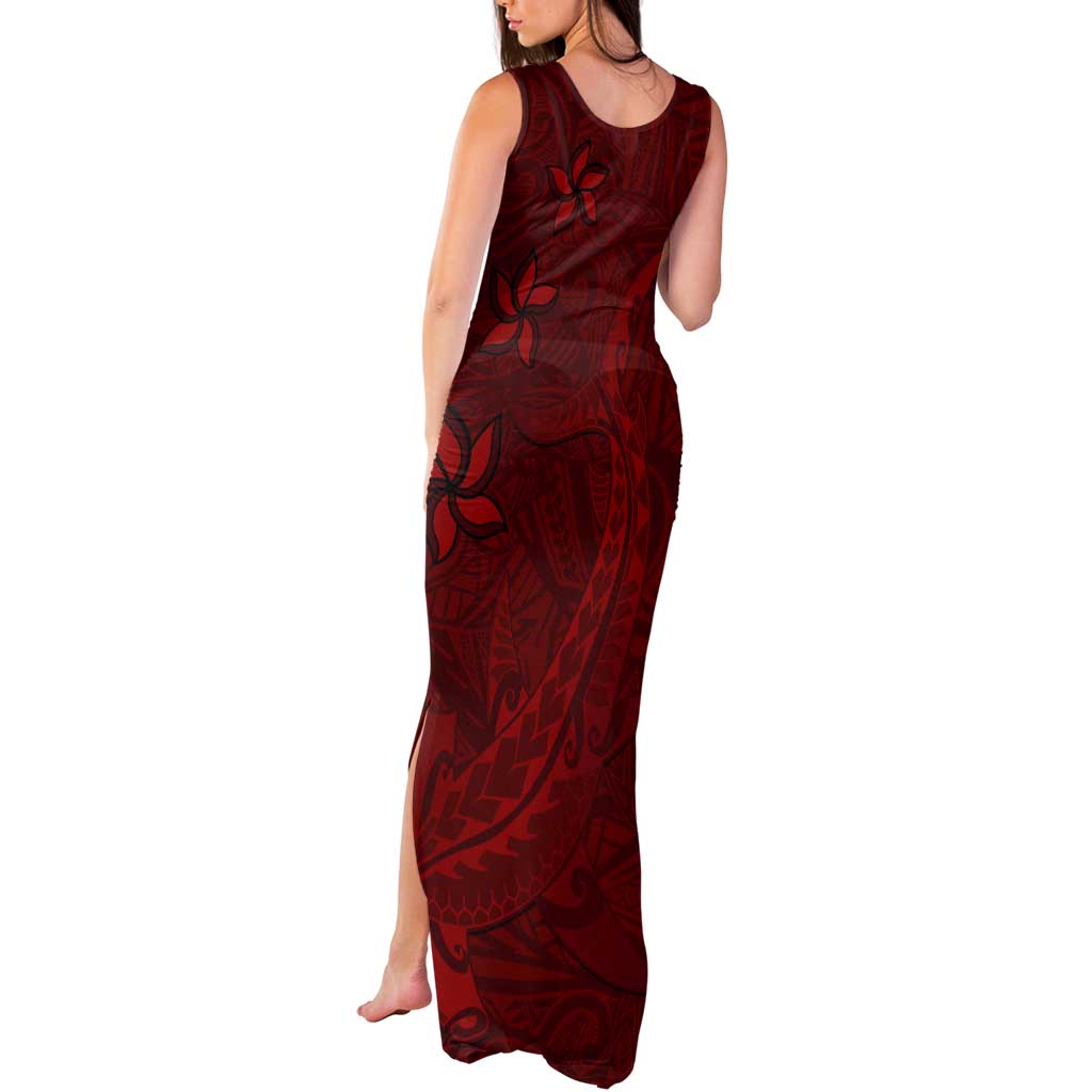 Oxblood Polynesia Tank Maxi Dress Hawaiian Tribal Hammerhead Shark Tattoo LT14 - Polynesian Pride