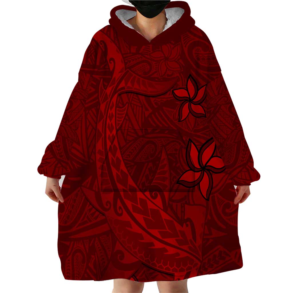 Oxblood Polynesia Wearable Blanket Hoodie Hawaiian Tribal Hammerhead Shark Tattoo LT14 - Polynesian Pride