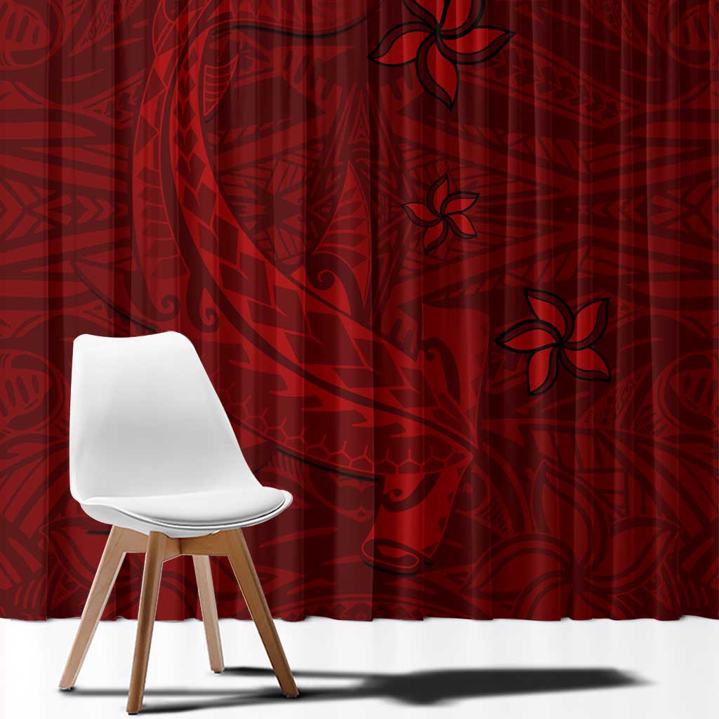 Oxblood Polynesia Window Curtain Hawaiian Tribal Hammerhead Shark Tattoo LT14 - Polynesian Pride