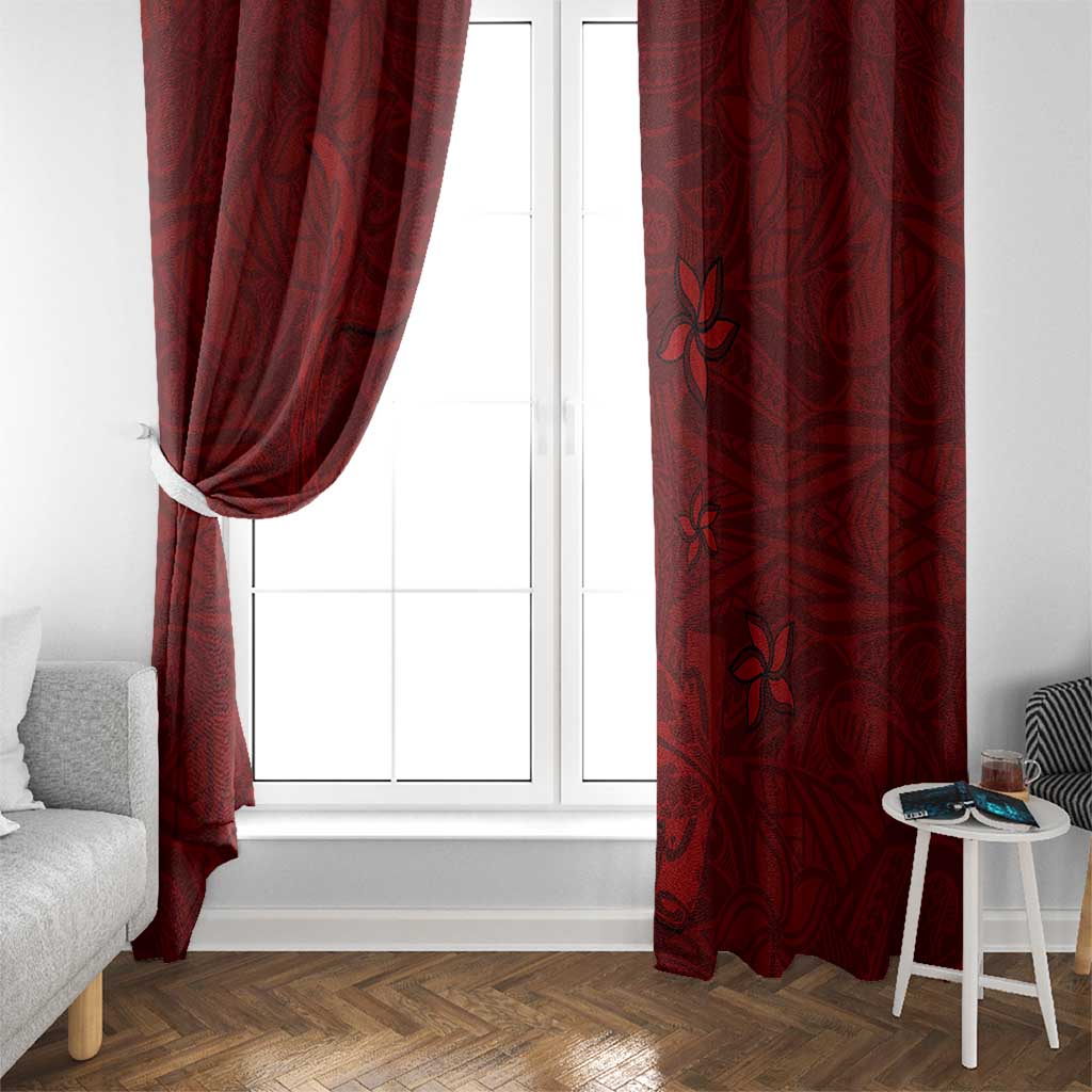 Oxblood Polynesia Window Curtain Hawaiian Tribal Hammerhead Shark Tattoo LT14 - Polynesian Pride