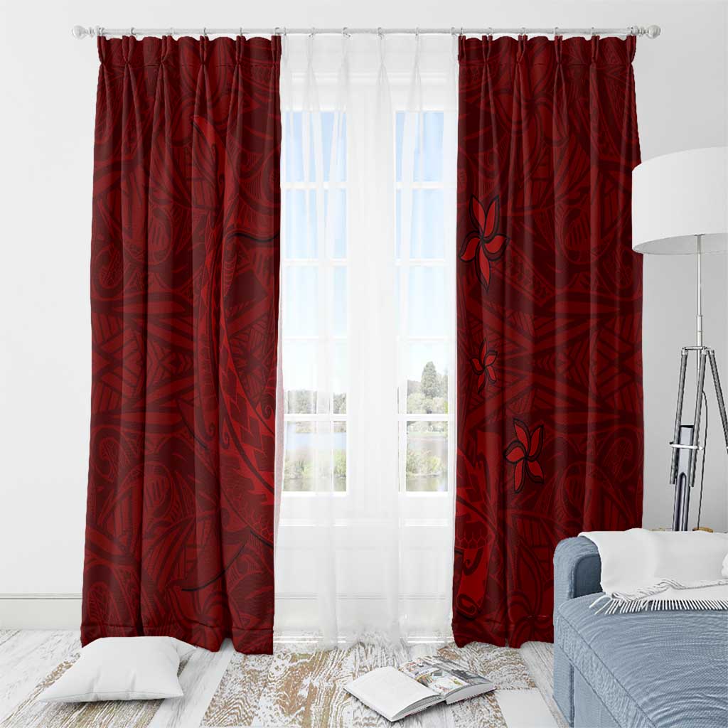 Oxblood Polynesia Window Curtain Hawaiian Tribal Hammerhead Shark Tattoo LT14 - Polynesian Pride