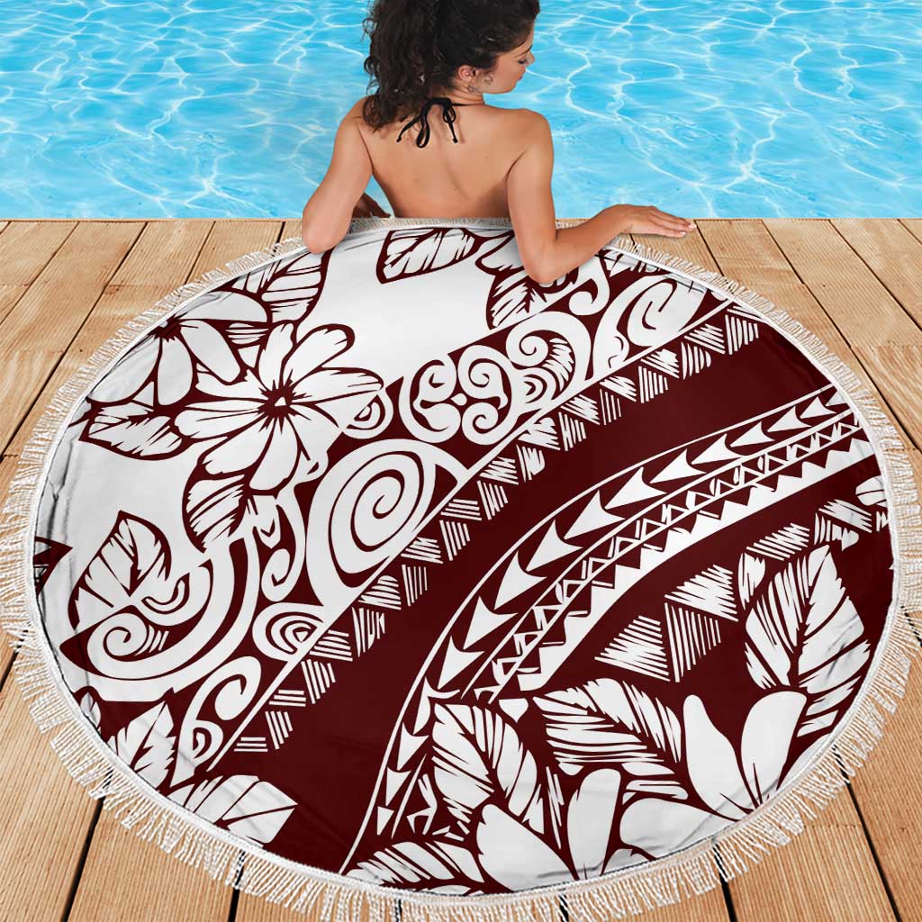 Polynesian Tropical Flowers Oxblood Color Beach Blanket LT14 - Polynesian Pride