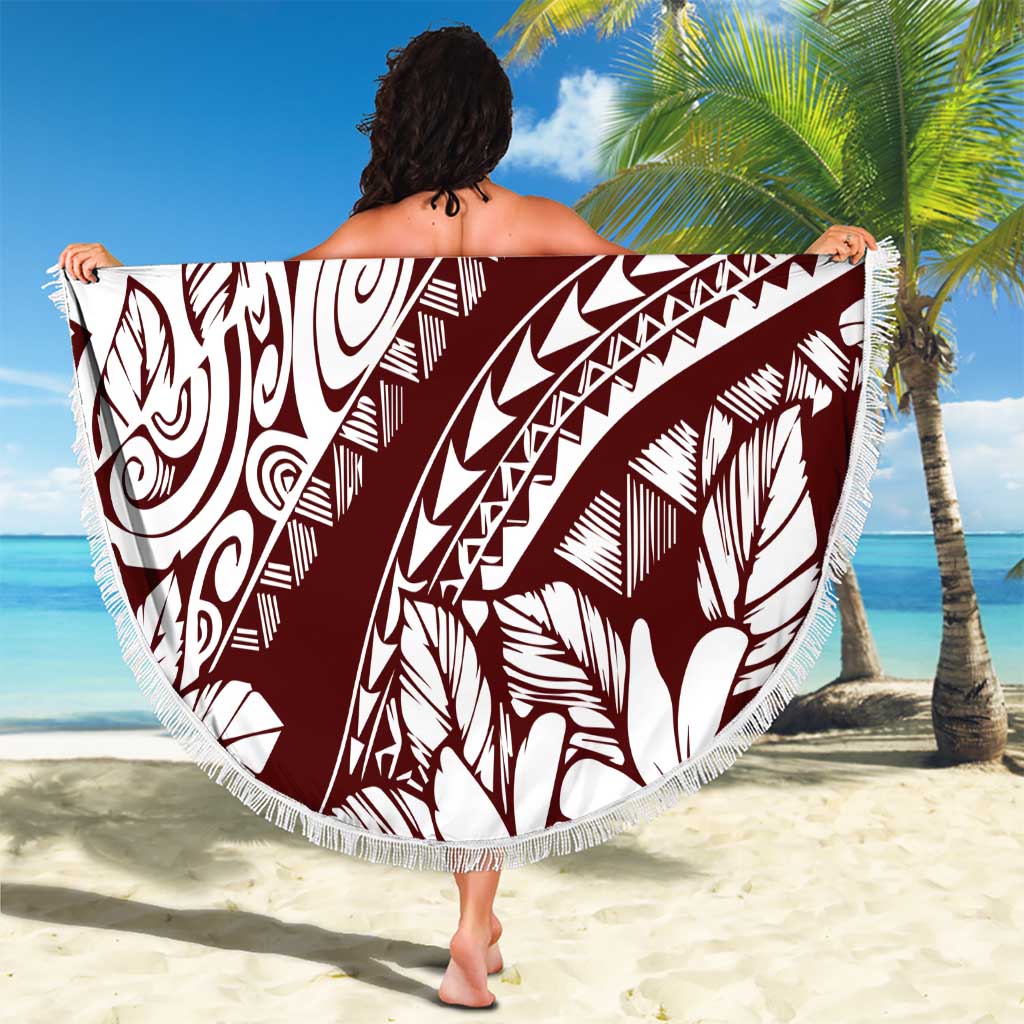 Polynesian Tropical Flowers Oxblood Color Beach Blanket LT14 - Polynesian Pride