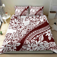 Polynesian Tropical Flowers Oxblood Color Bedding Set