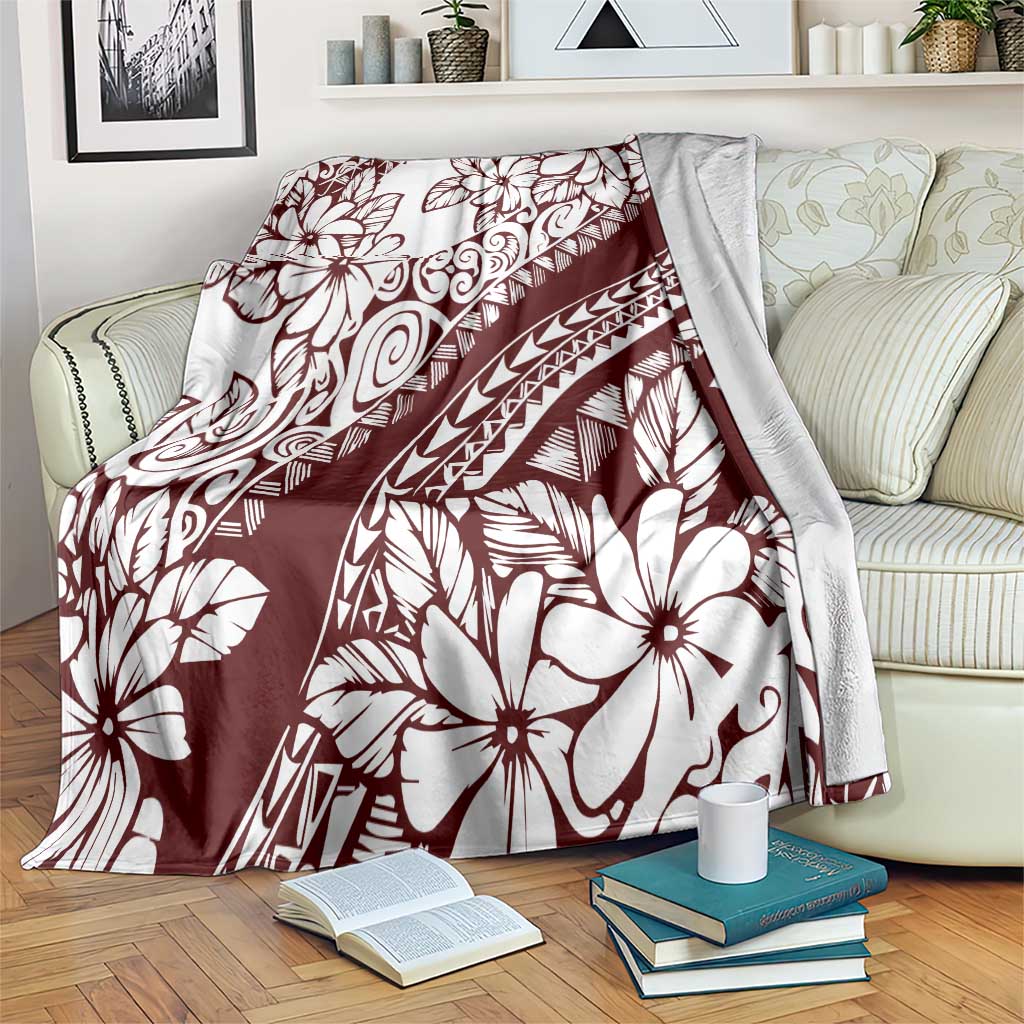 Polynesian Tropical Flowers Oxblood Color Blanket LT14 Oxblood - Polynesian Pride