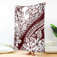 Polynesian Tropical Flowers Oxblood Color Blanket LT14 - Polynesian Pride