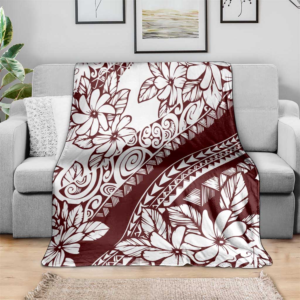 Polynesian Tropical Flowers Oxblood Color Blanket LT14 - Polynesian Pride