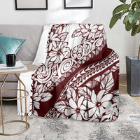 Polynesian Tropical Flowers Oxblood Color Blanket LT14 - Polynesian Pride