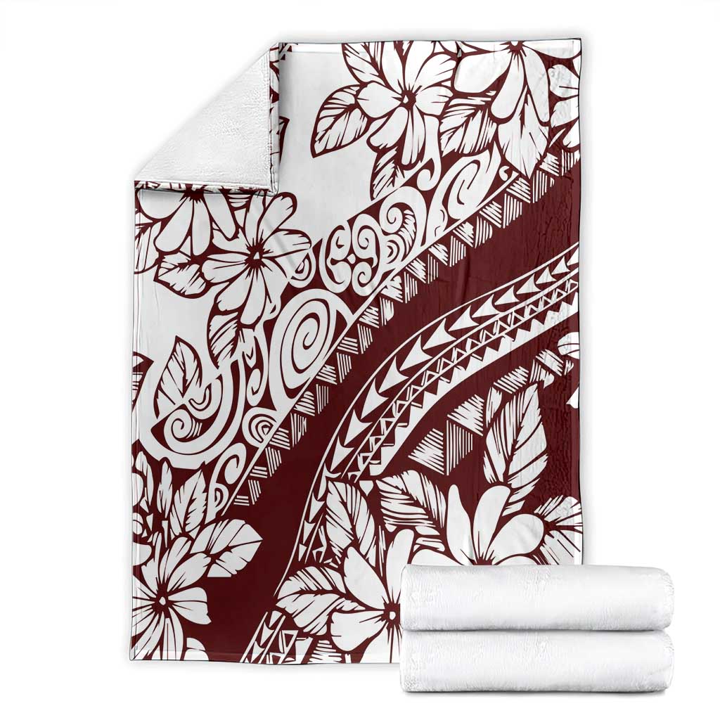 Polynesian Tropical Flowers Oxblood Color Blanket LT14 - Polynesian Pride