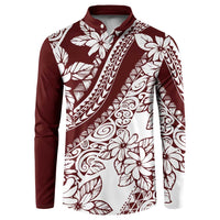 Polynesian Tropical Flowers Oxblood Color Button Sweatshirt LT14 Oxblood - Polynesian Pride