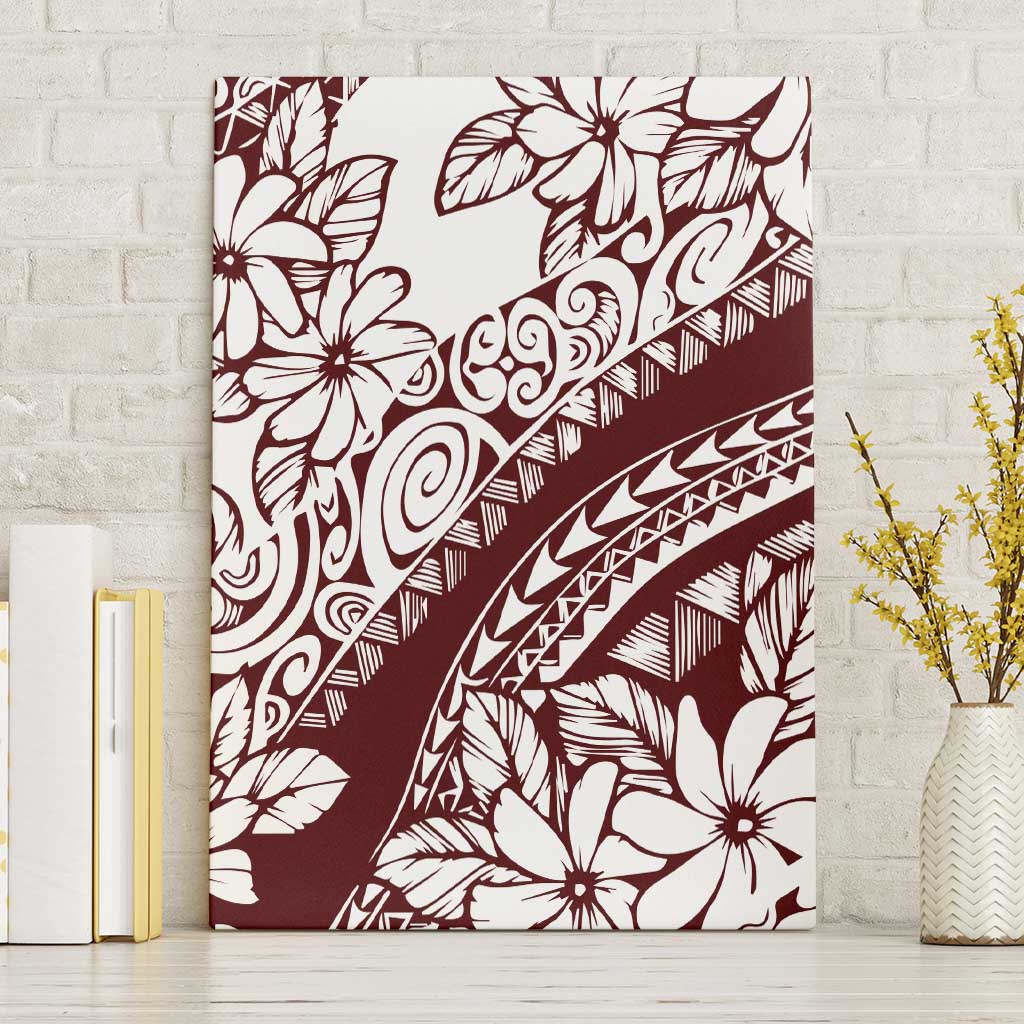 Polynesian Tropical Flowers Oxblood Color Canvas Wall Art LT14 Without Frame Oxblood - Polynesian Pride