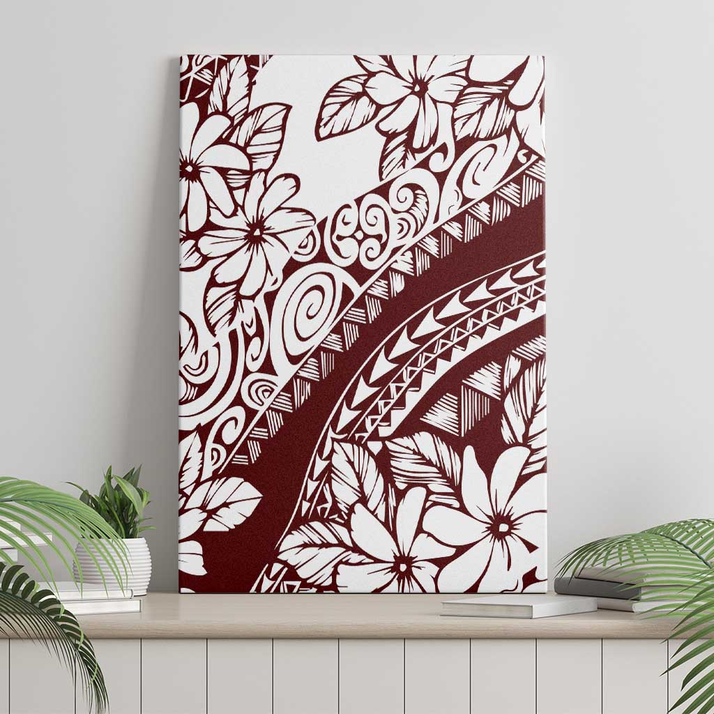 Polynesian Tropical Flowers Oxblood Color Canvas Wall Art LT14 - Polynesian Pride