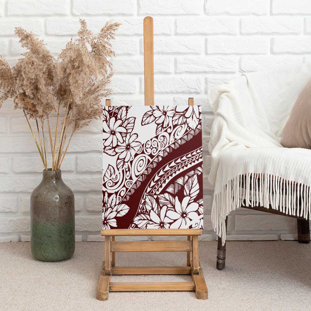 Polynesian Tropical Flowers Oxblood Color Canvas Wall Art LT14 - Polynesian Pride
