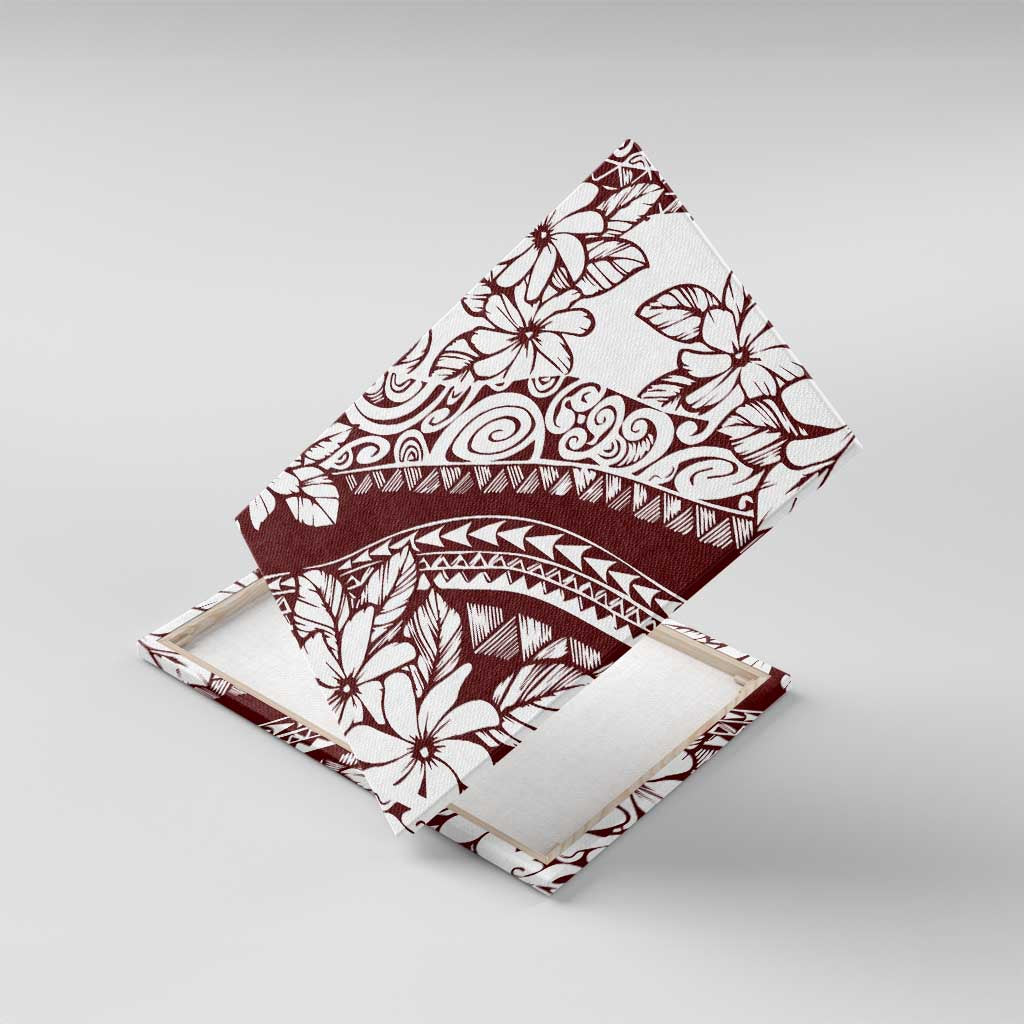 Polynesian Tropical Flowers Oxblood Color Canvas Wall Art LT14 With Frame Oxblood - Polynesian Pride