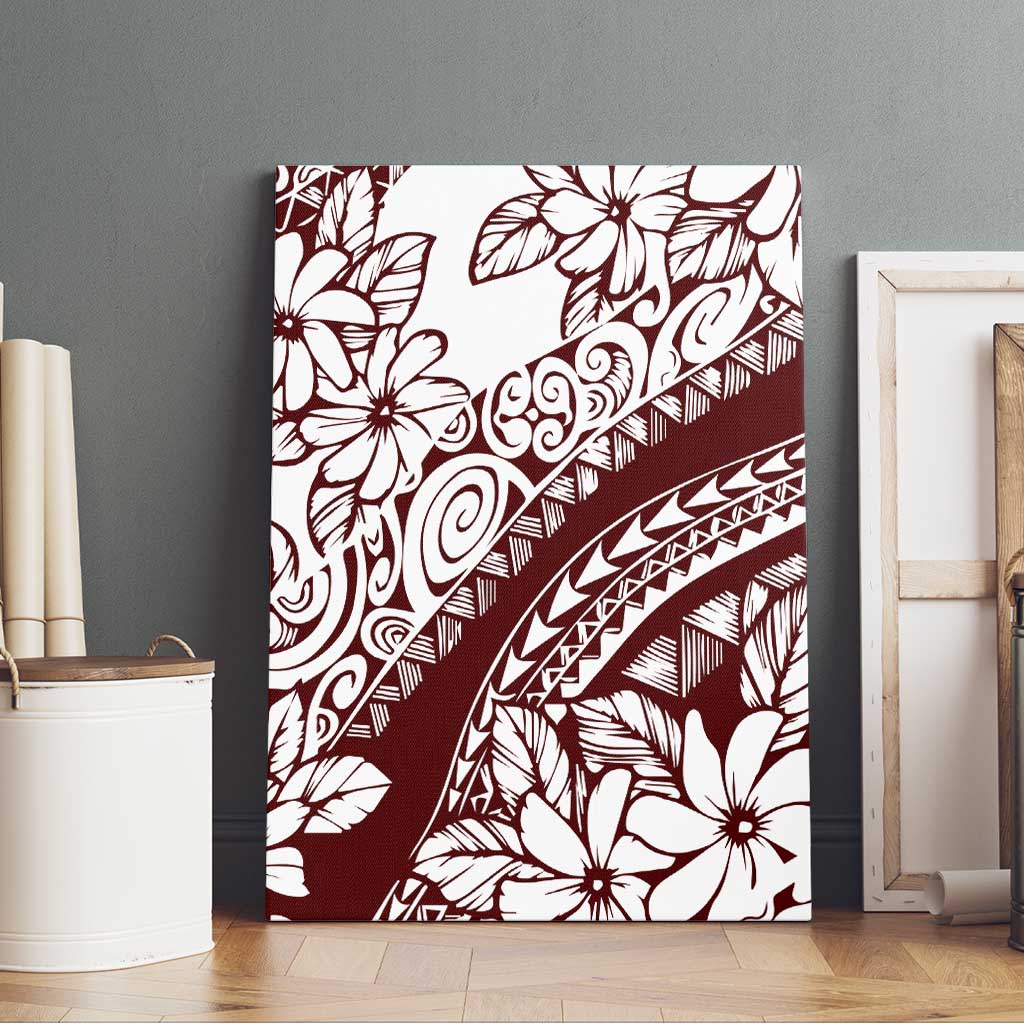 Polynesian Tropical Flowers Oxblood Color Canvas Wall Art LT14 - Polynesian Pride