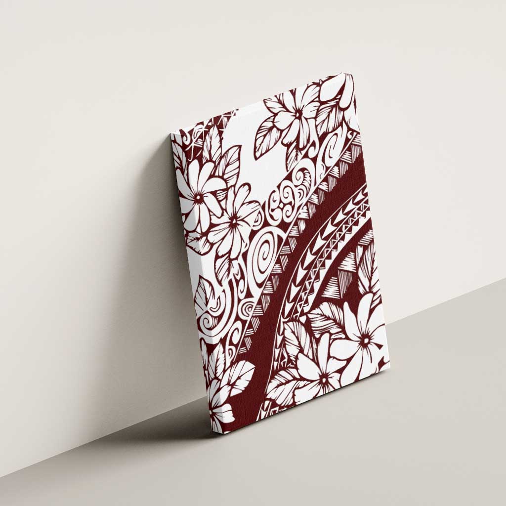 Polynesian Tropical Flowers Oxblood Color Canvas Wall Art LT14 - Polynesian Pride