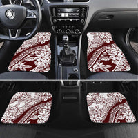 Polynesian Tropical Flowers Oxblood Color Car Mats LT14 Set 4pcs Oxblood - Polynesian Pride