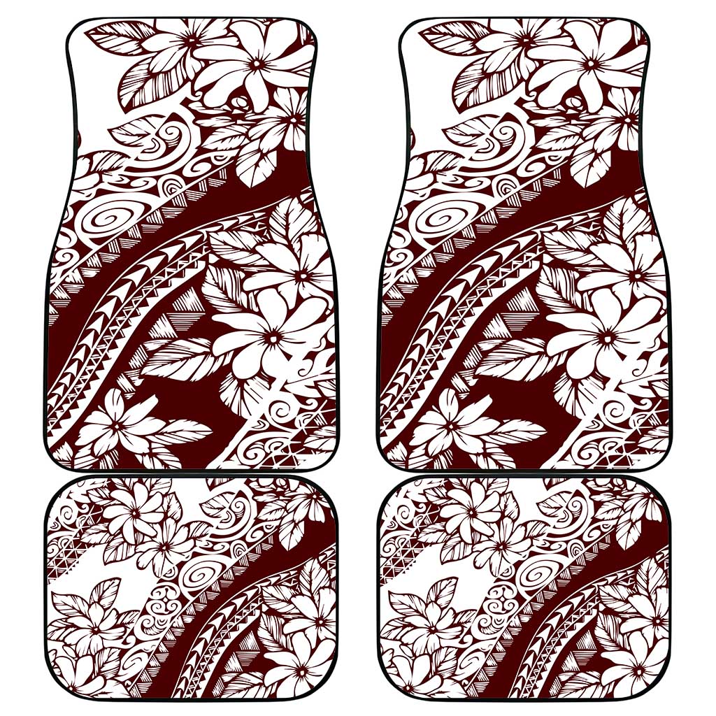 Polynesian Tropical Flowers Oxblood Color Car Mats LT14 - Polynesian Pride