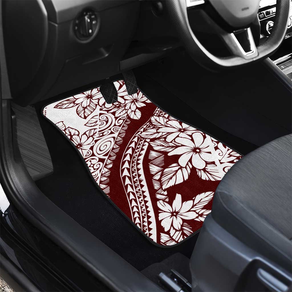 Polynesian Tropical Flowers Oxblood Color Car Mats LT14 - Polynesian Pride