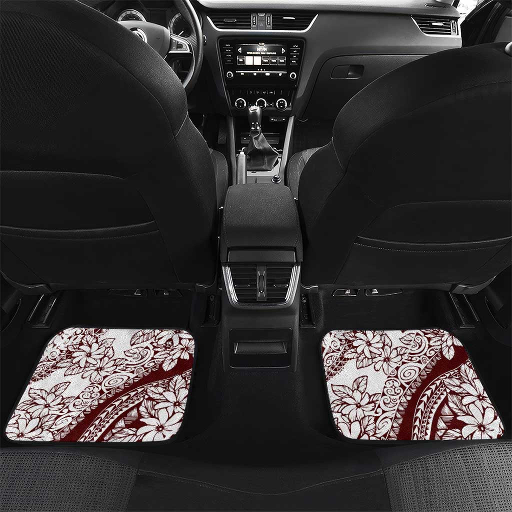 Polynesian Tropical Flowers Oxblood Color Car Mats LT14 Set 2pcs - Back Oxblood - Polynesian Pride
