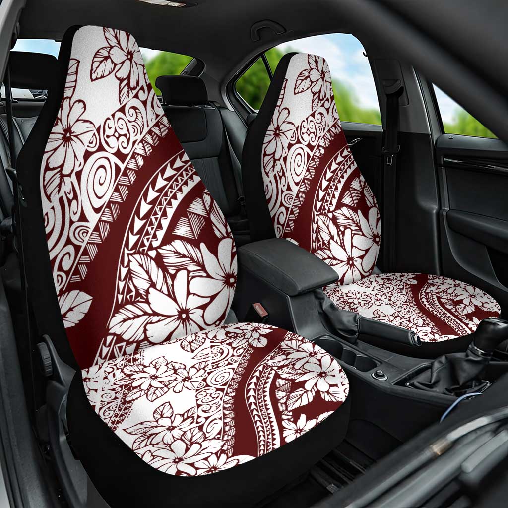 Polynesian Tropical Flowers Oxblood Color Car Seat Cover