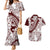 Polynesian Tropical Flowers Oxblood Color Couples Matching Mermaid Dress and Hawaiian Shirt